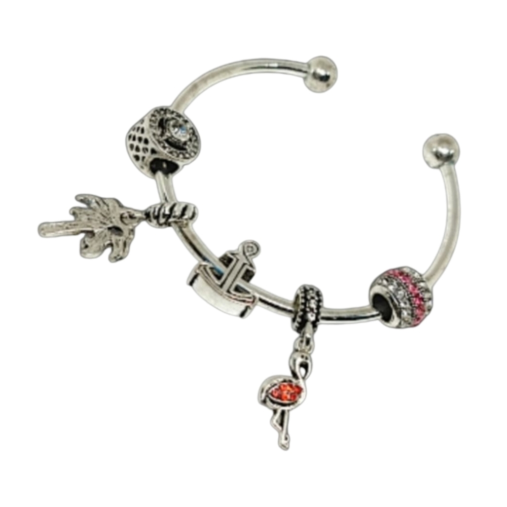 Silver Tone Open Cuff Bracelet With Assorted Char… - image 3